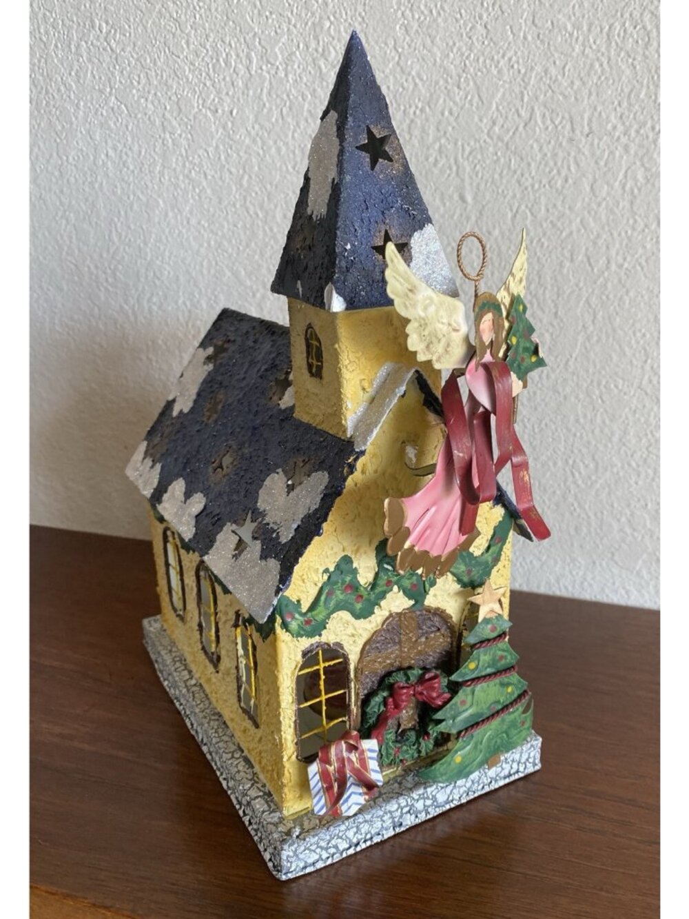 Christmas House Collection By Delicates Church Angel Cinnamon Holds Candles